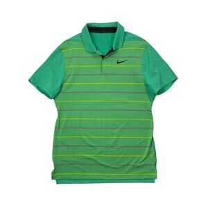 Tiger Woods Shirt Men S Small Sour Apple Green Dri Fit Striped Nike Collection